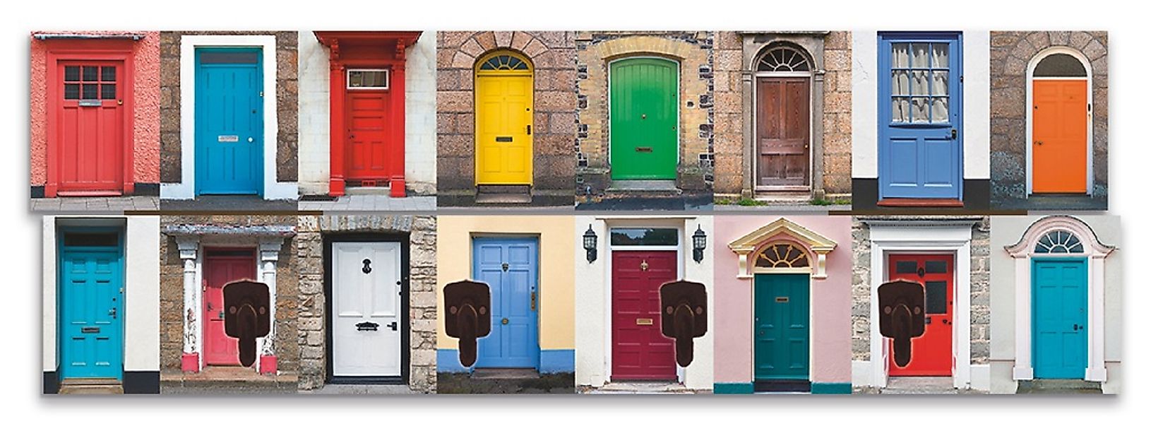 Artland Garderobenleiste "Fotocollage von 32 bunten Haustüren", teilmontier günstig online kaufen