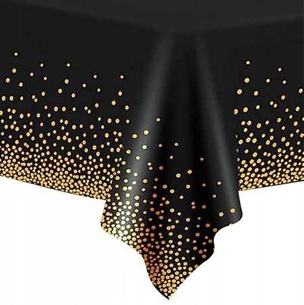 Festivalartikel Gartentischdecke Schwarze Einweg-Tischdecke mit goldenen günstig online kaufen