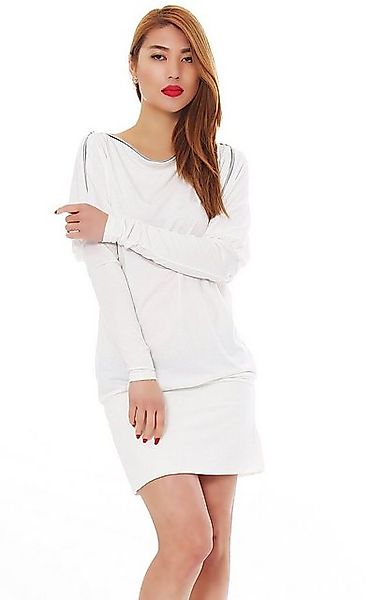 Mississhop Langarmshirt Longshirt Minikleid mit Reißverschluss an Schultern günstig online kaufen