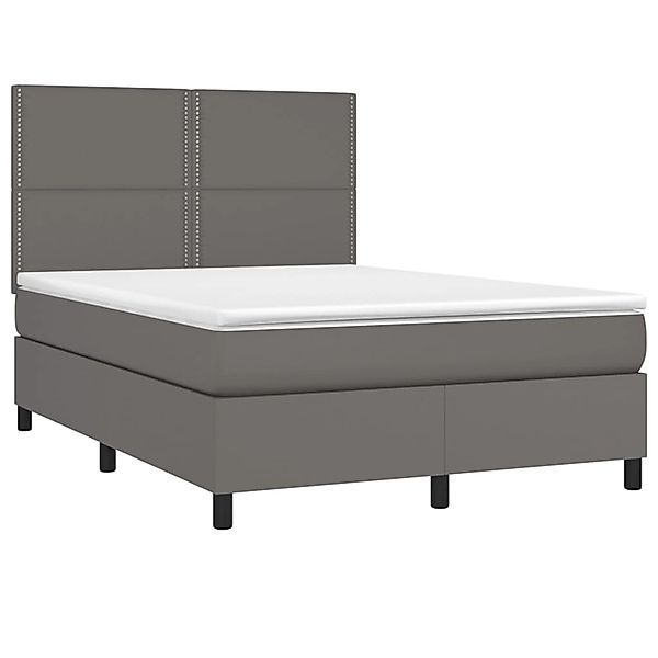 vidaXL Boxspringbett mit Matratze & LED Grau 140x190 cm Kunstleder 3135883 günstig online kaufen