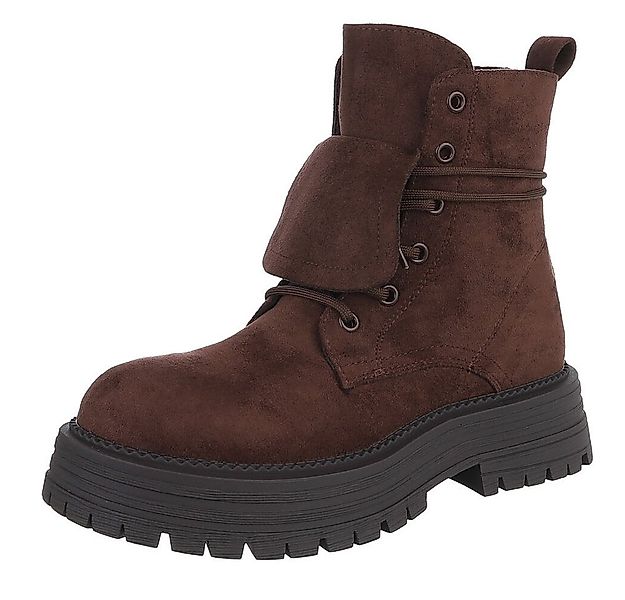 Ital-Design Robuste Damen Freizeitboots mit markanter Sohle Schnürstiefelet günstig online kaufen