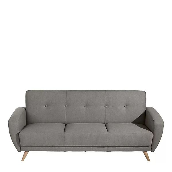 Ausklappbares Sofa Grau im Retrostil Federkern Polsterung günstig online kaufen