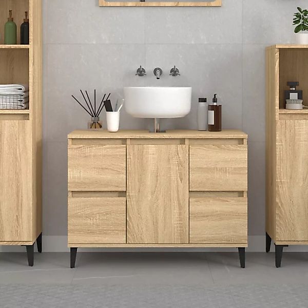 Vidaxl Waschbeckenunterschrank Sonoma-eiche 80x33x60 Cm Holzwerkstoff günstig online kaufen