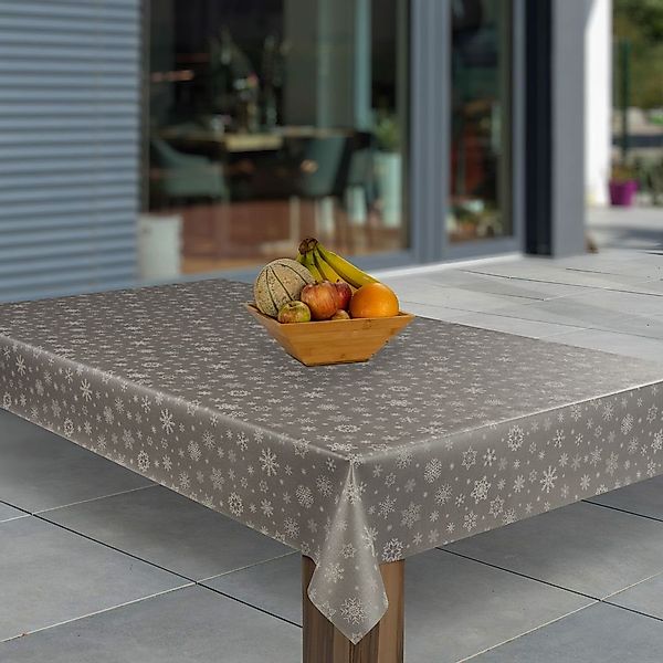 laro Tischdecke Wachstuch-Tischdecken Abwaschbar Schneeflocken Silber günstig online kaufen
