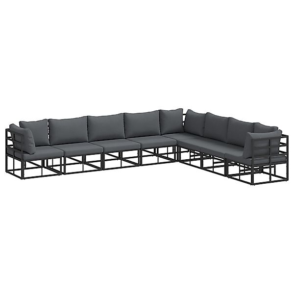 vidaXL Garten-Sofa-Set mit Kissen 8-Tlg Schwarz Aluminium 3378874 günstig online kaufen