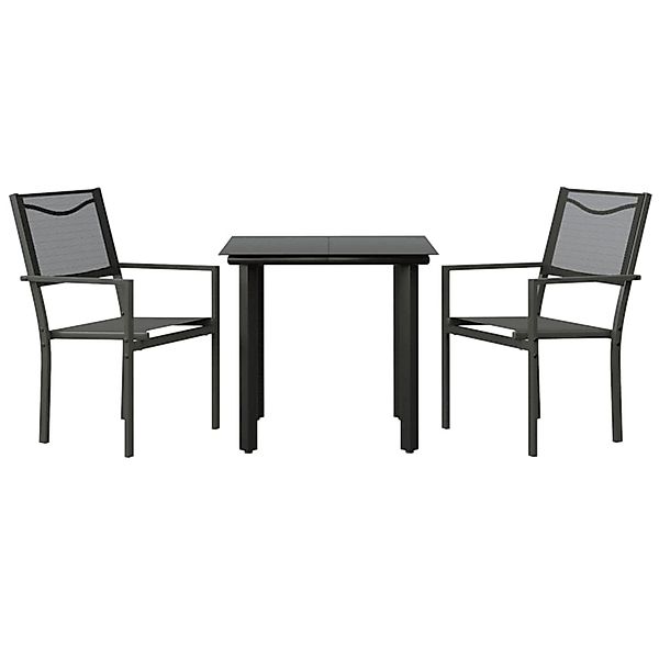 vidaXL 3-Tlg Garten-Essgruppe Schwarz Stahl und Textilene 3200726 günstig online kaufen