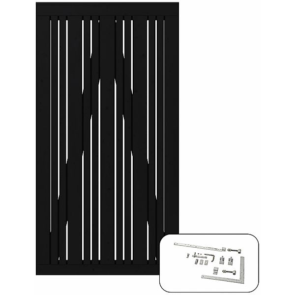 Einzeltor Tangent Nadelholz Schwarz 95 cm x 180 cm günstig online kaufen