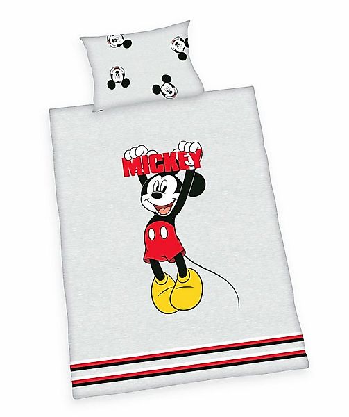 Herding Babybettwäsche 100x135cm Disney Mickey Mouse Grau Schwarz Rot, Micr günstig online kaufen