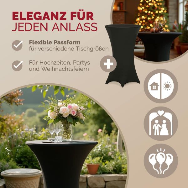 Stehtischhusse 2er-Set Schwarz Ø60cm günstig online kaufen