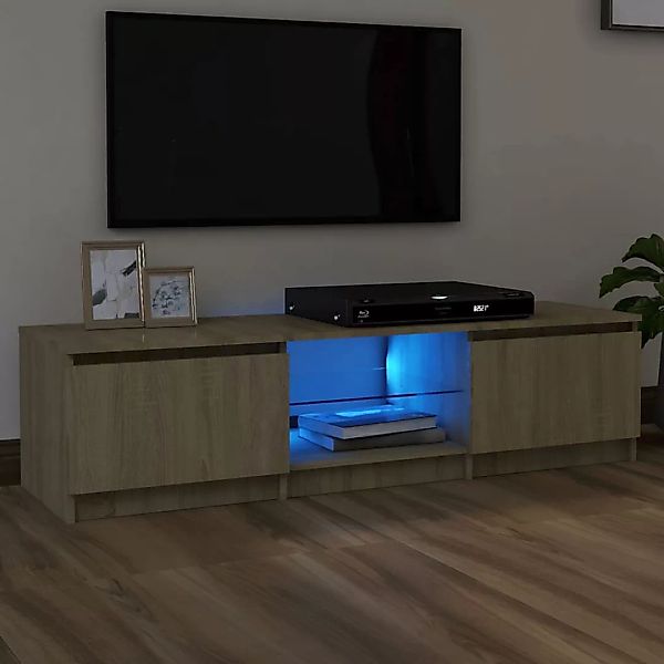 vidaXL TV-Schrank TV-Schrank mit LED-Leuchten Sonoma-Eiche 140x40x35,5 cm L günstig online kaufen