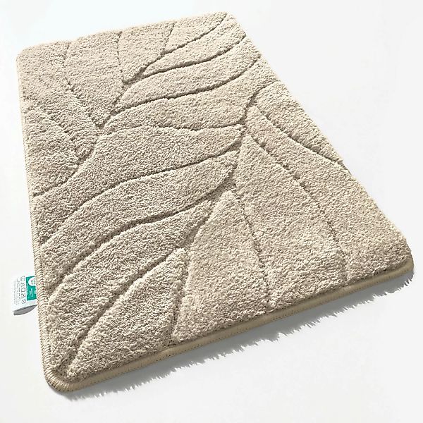 Karat Badematte Maris Badvorleger Badteppich mit Blattstruktur Ivory 80 x 1 günstig online kaufen