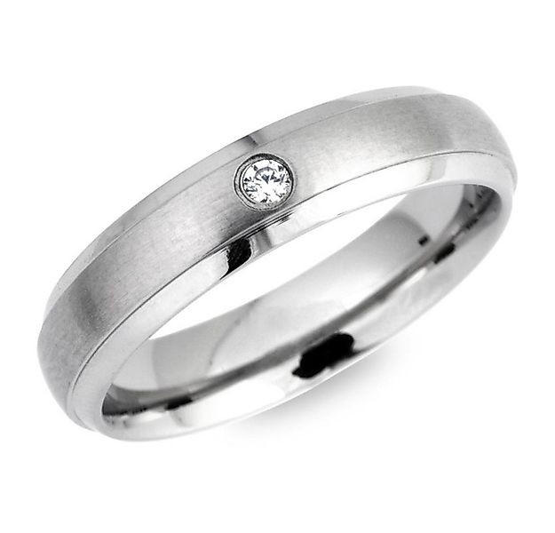 Unique Fingerring Unique Ring Edelstahl matt, polierte Kanten, 5mm, Zirkoni günstig online kaufen