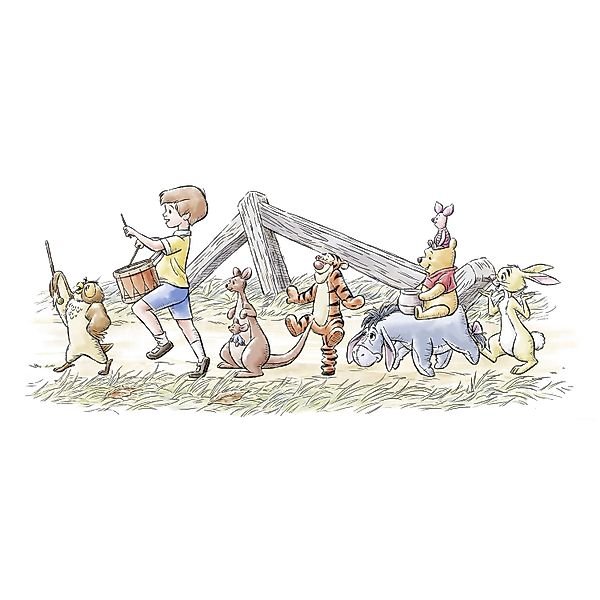 Komar Vlies Fototapete Disney Winnie The Pooh Walk Along Another Path Bunt günstig online kaufen