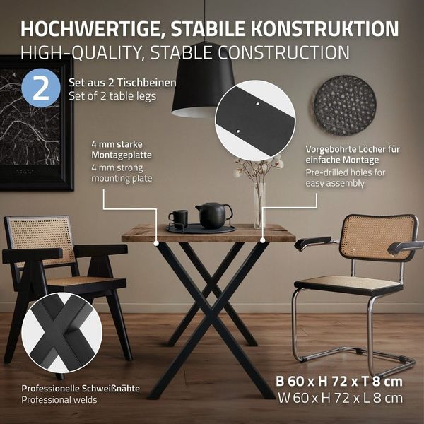 ECD Germany Tischbein 2x Tischbeine X-Design günstig online kaufen