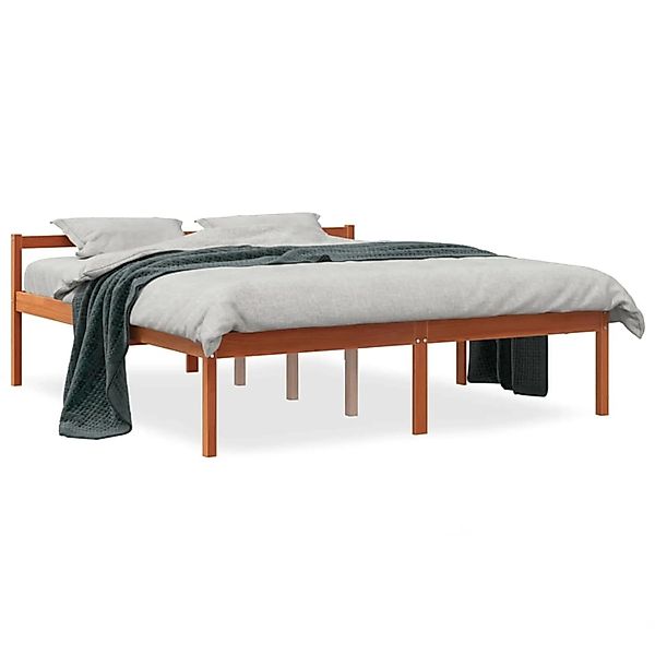 vidaXL Bettgestell, Seniorenbett Wachsbraun 150x200 cm Massivholz Kiefer günstig online kaufen
