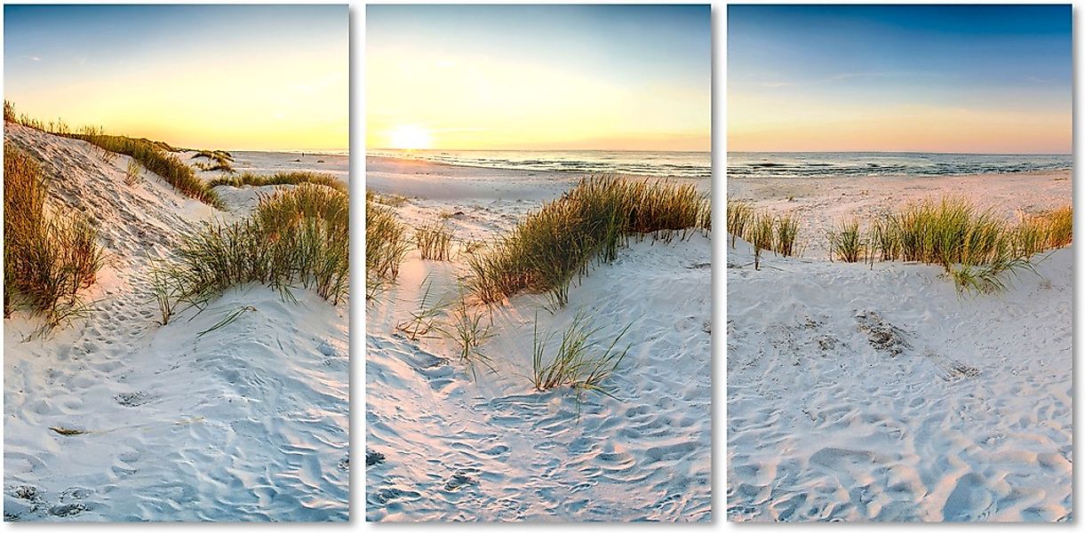 queence Acrylglasbild "Sunset Beach 3-teilig", Strand-Meer-Meer Bilder-Himm günstig online kaufen