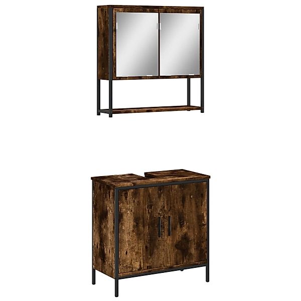 vidaXL 2-Tlg Badmöbel-Set Räuchereiche Holzwerkstoff 3214662 günstig online kaufen