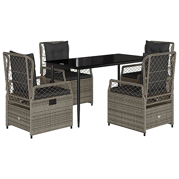 vidaXL 5-Tlg Garten-Essgruppe mit Kissen Grau Poly Rattan 3262987 günstig online kaufen