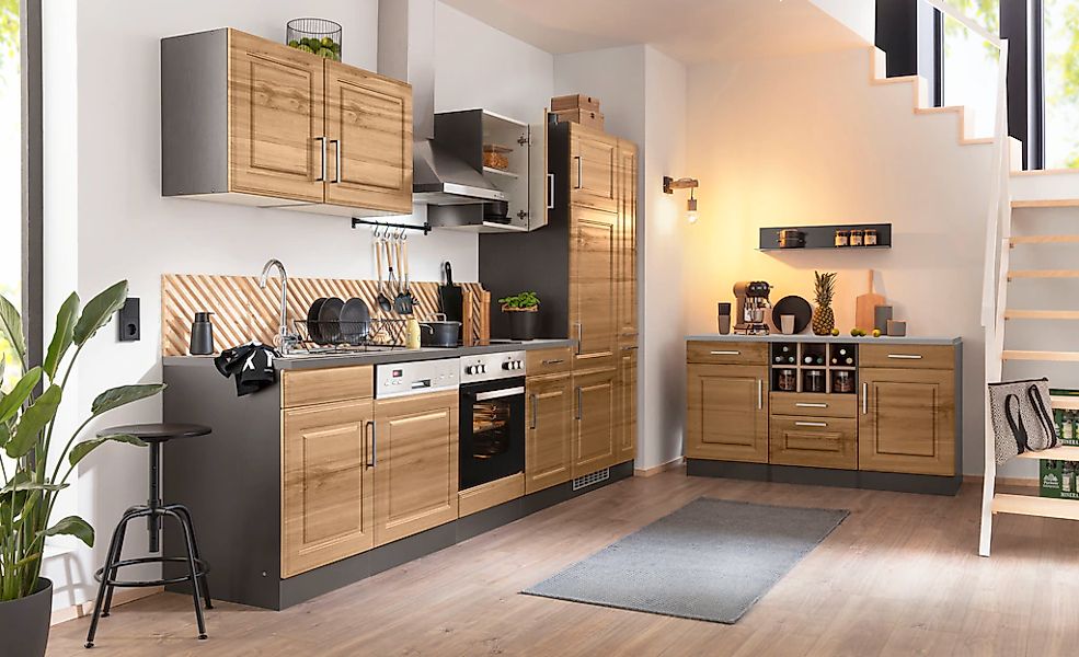 HELD MÖBEL Küchenzeile "Stockholm", Breite 310 cm, mit hochwertigen MDF Fro günstig online kaufen