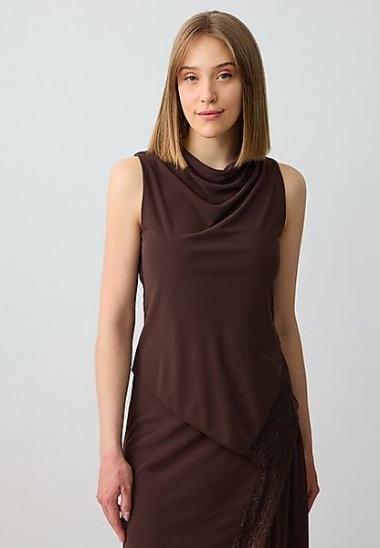Jimmy Key Blusentop Gebreide blouse met gedrapeerde kraag en mouwloos kantd günstig online kaufen