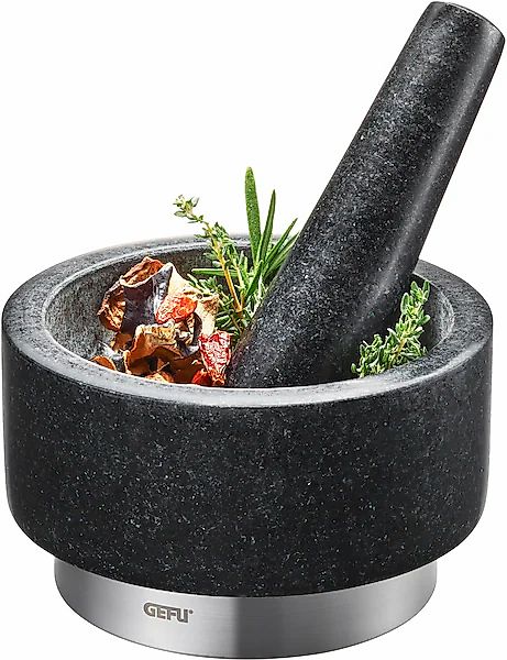 GEFU Mörser »X-PLOSION®«, (1 tlg.), Granit, Edelstahl, Ø 14 cm günstig online kaufen