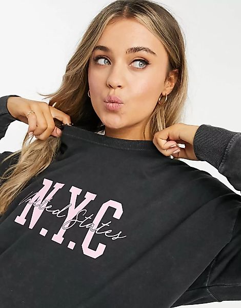 New Look – NYC – Sweatshirt in Dunkelgrau günstig online kaufen