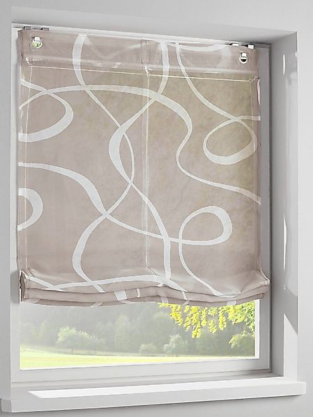 Rollo Raffrollo, heine, halbtransparent, Hakenaufhängung günstig online kaufen