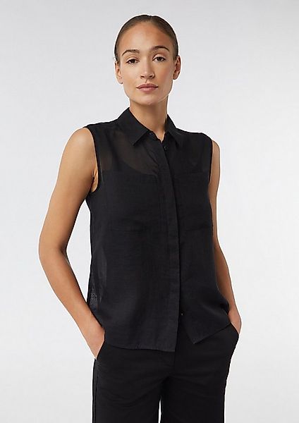 comma Blusentop Bluse Ärmellose Ramie-Bluse mit aufgesetzten Taschen günstig online kaufen