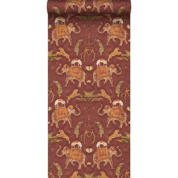 Sanders & Sanders Tapete Elefanten Terrakotta 53 cm x 10 m günstig online kaufen