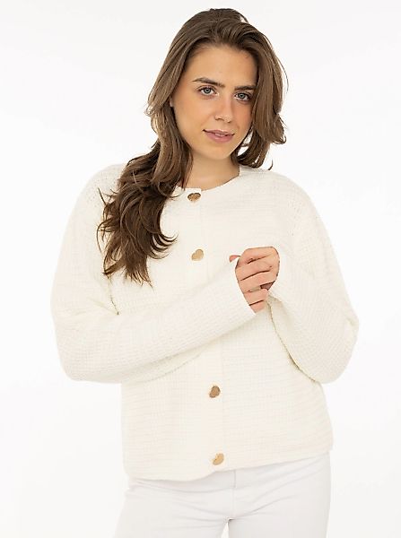 Zwillingsherz Strickjacke ""Herz Knopf"" mit Lockstrickmuster und Herzknöpf günstig online kaufen