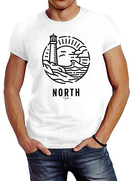 Neverless Print-Shirt Herren T-Shirt Logo Outline Art maritim Leuchtturm We günstig online kaufen