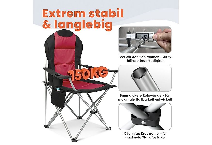 HOMECALL Campingstuhl Hochlehner Klappstuhl Gartenstuhl Angelstuhl mit Ange günstig online kaufen