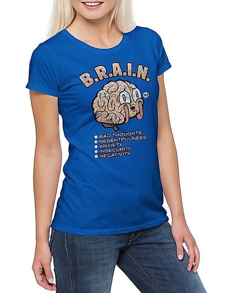 Urban Backwoods Print-Shirt B.R.A.I.N. Comic Damen T-Shirt Cartoon Gehirn F günstig online kaufen