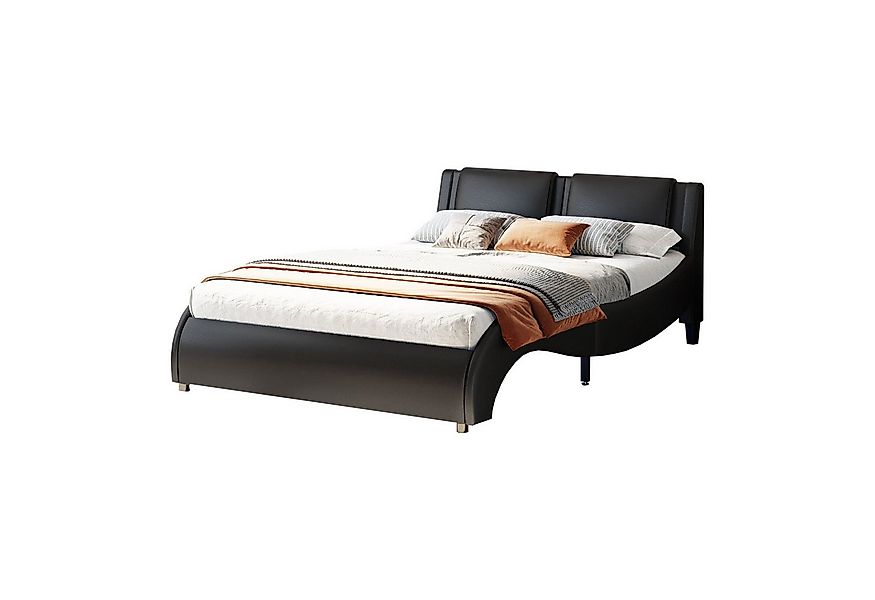 Flieks Polsterbett, LED Beleuchtung Doppelbett mit Bogendesign 140x200cm Ku günstig online kaufen