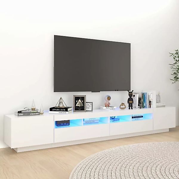 Tv-schrank Mit Led-leuchten Weiß 260x35x40 Cm günstig online kaufen