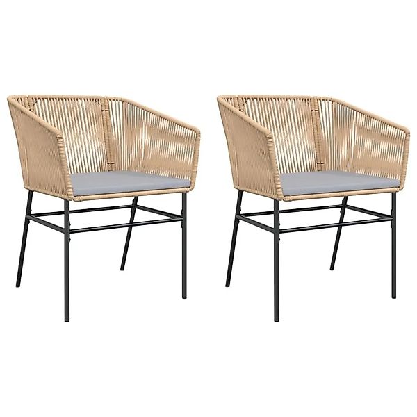 vidaXL Gartenstühle 2 Stk mit Kissen Braun Poly Rattan 369103 günstig online kaufen