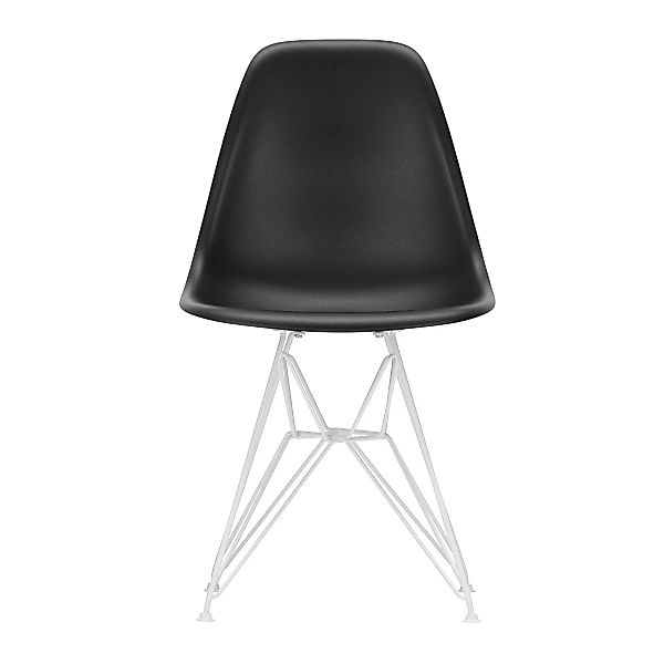 Vitra - Eames Plastic Side Chair DSR Gestell weiß - tiefschwarz/Sitzschale günstig online kaufen