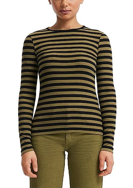 QS Langarmshirt Sommershirt, geringelt, Ripp-Ware günstig online kaufen