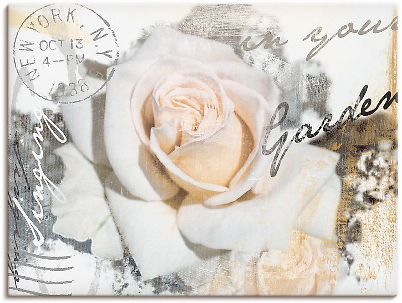 Artland "In Buchstaben - Rose" Blumen 1 Stk. tlg. auf Holzrahmen gespannt günstig online kaufen