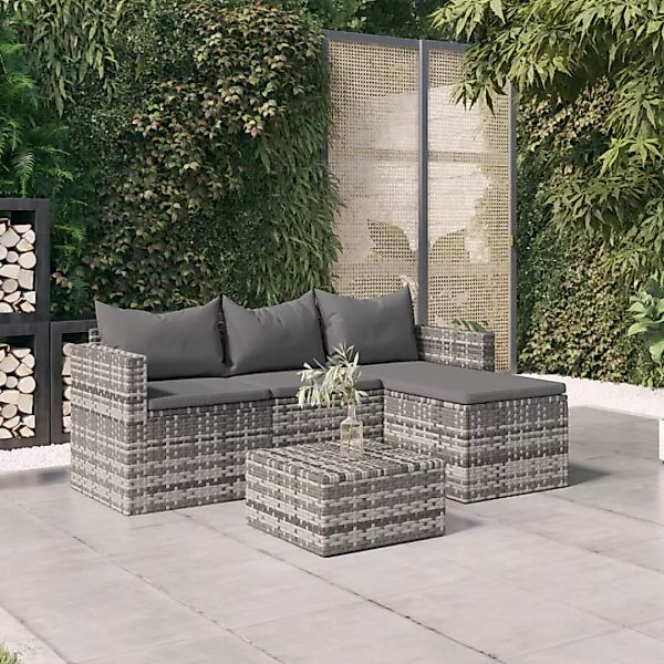 Vidaxl 3-tlg. Garten-lounge-set Mit Kissen Grau Poly Rattan günstig online kaufen