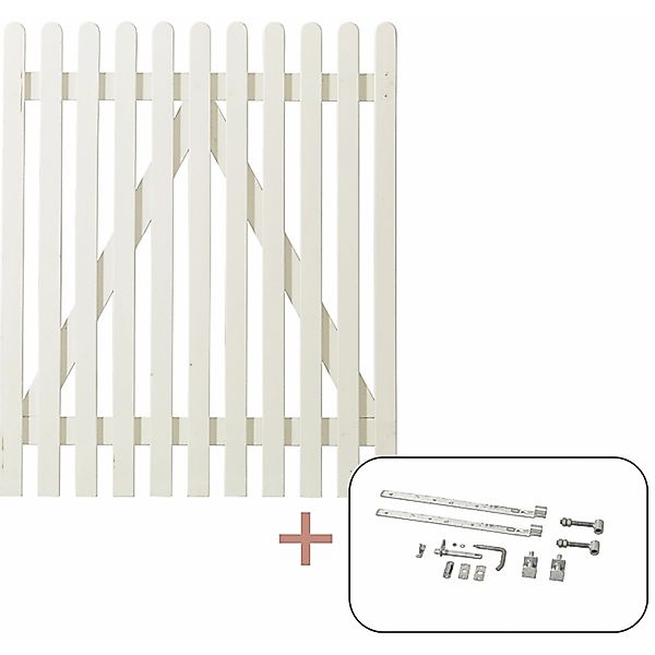 Einzeltor Retro Nadelholz Weiß 100 cm x 120 cm günstig online kaufen