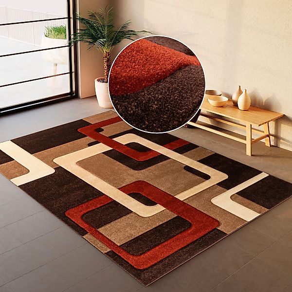 OTTO home Teppich "Maxim" rechteckig 13 mm Höhe Hoch-Tief-Effekt, Kurzflor, günstig online kaufen