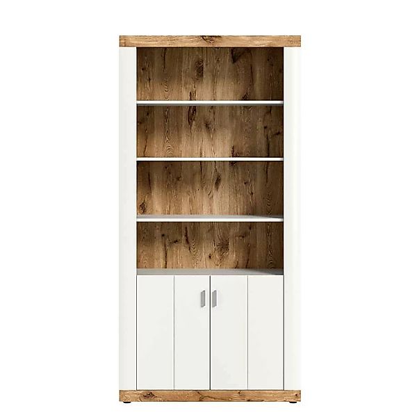 Bücherschrank in Weiß und Wildeichefarben 206 cm hoch - 101 cm breit günstig online kaufen