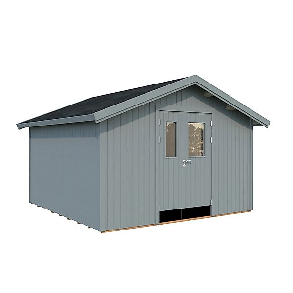 Palmako Gerätehaus Lucas 348 x 354 cm Lackiert Hellgrau FSC® günstig online kaufen