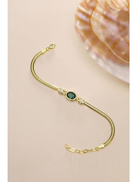 Nisan Ketten und Armband Set, Silber Damen Armband – Gold vergoldet mit Grü günstig online kaufen