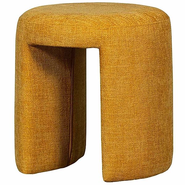 WOOOD Hocker Charlie aus Chenille-Stoff, Gelb günstig online kaufen