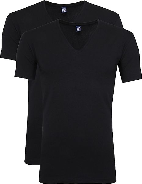 Alan Red Stretch V-Ausschnitt T-Shirt Schwarz 2er-Pack - Größe S günstig online kaufen