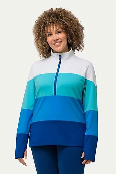 Ulla Popken T-Shirt Thermoshirt Colourblocking Troyerkragen Langarm günstig online kaufen