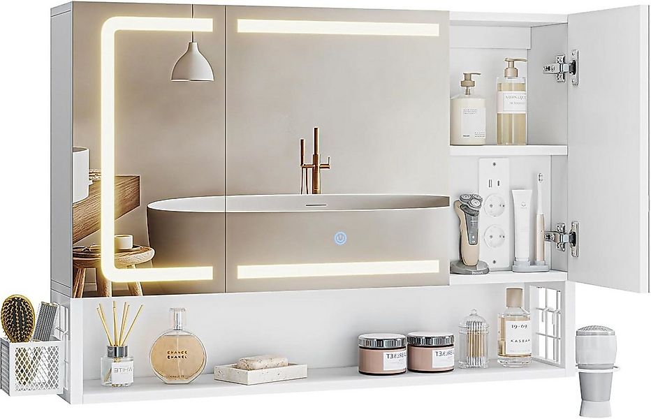 MSMASK Spiegelschrank mit LED-Beleuchtung und Steckdose, Badezimmerschrank günstig online kaufen