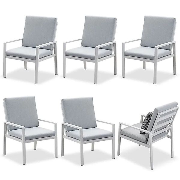 MeXo 6 St Aluminium Gartenmöbel Esstischstuhl Weiß günstig online kaufen